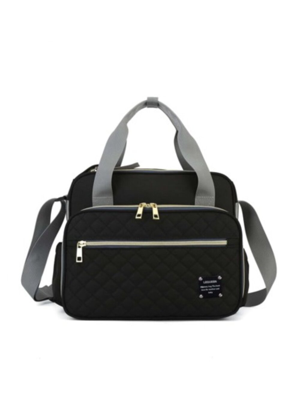 NWT LEQUEEN Black Quilted Mommy Diaper Bag